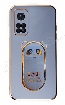 Eiroo Baby Panda Xiaomi Mi 10T 5G Standl Mavi Silikon Klf