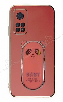 Eiroo Baby Panda Xiaomi Mi 10T Pro 5G Standl Krmz Silikon Klf