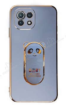 Eiroo Baby Panda Xiaomi Mi 11 Lite Standl Mavi Silikon Klf