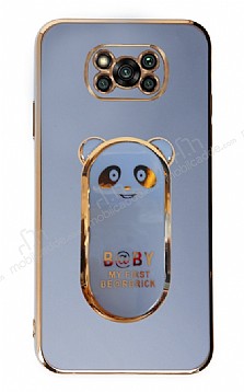 Eiroo Baby Panda Xiaomi Poco X3 Standl Mavi Silikon Klf