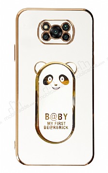 Eiroo Baby Panda Xiaomi Poco X3 Standl Beyaz Silikon Klf