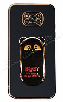 Eiroo Baby Panda Xiaomi Poco X3 Standl Siyah Silikon Klf