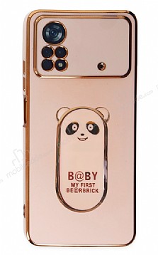 Eiroo Baby Panda Xiaomi Poco X4 Pro 5G Standl Pembe Silikon Klf