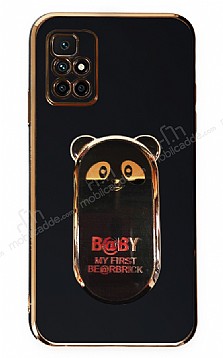 Eiroo Baby Panda Xiaomi Redmi 10 Standl Siyah Silikon Klf