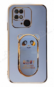 Eiroo Baby Panda Xiaomi Redmi 10C Standl Mavi Silikon Klf