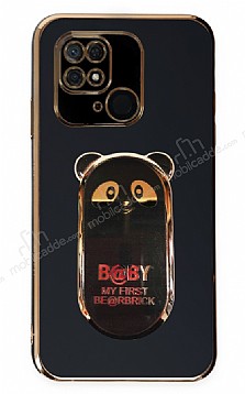 Eiroo Baby Panda Xiaomi Redmi 10C Standl Siyah Silikon Klf