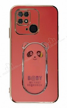 Eiroo Baby Panda Xiaomi Redmi 10C Standl Krmz Silikon Klf