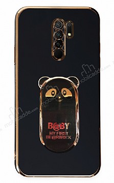 Eiroo Baby Panda Xiaomi Redmi 9 Standl Siyah Silikon Klf