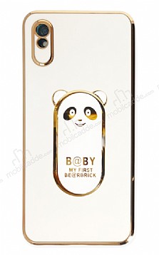 Eiroo Baby Panda Xiaomi Redmi 9A Standl Beyaz Silikon Klf