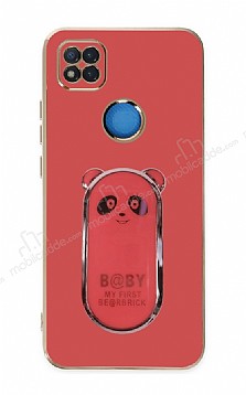 Eiroo Baby Panda Xiaomi Redmi 9C Standl Krmz Silikon Klf