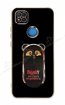 Eiroo Baby Panda Xiaomi Redmi 9C Standl Siyah Silikon Klf