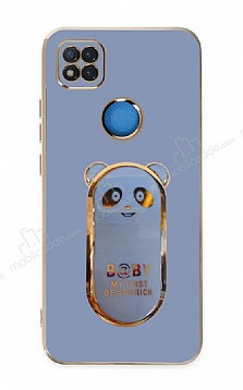 Eiroo Baby Panda Xiaomi Redmi 9C Standl Mavi Silikon Klf