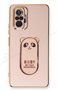 Eiroo Baby Panda Xiaomi Redmi Note 10 Pro Standl Pembe Silikon Klf