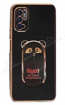 Eiroo Baby Panda Xiaomi Redmi Note 11SE Standl Siyah Silikon Klf