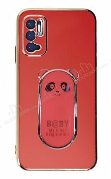 Eiroo Baby Panda Xiaomi Redmi Note 11SE Standl Krmz Silikon Klf