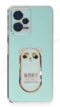 Eiroo Baby Panda Xiaomi Redmi Note 12 5G Standl Yeil Silikon Klf