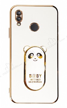 Eiroo Baby Panda Xiaomi Redmi Note 7 Standl Beyaz Silikon Klf