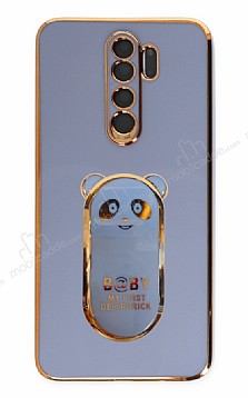Eiroo Baby Panda Xiaomi Redmi Note 8 Pro Standl Mavi Silikon Klf