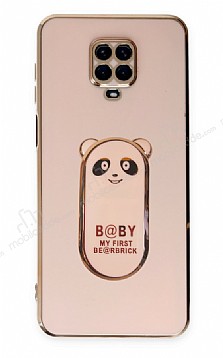 Eiroo Baby Panda Xiaomi Redmi Note 9 Pro Standl Pembe Silikon Klf