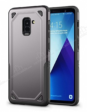 Eiroo Binary Samsung Galaxy A8 2018 Ultra Koruma Dark Silver Klf