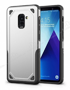Eiroo Binary Samsung Galaxy A8 2018 Ultra Koruma Silver Klf