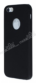 Eiroo Blade iPhone SE / 5 / 5S Ultra nce Deri Siyah Klf