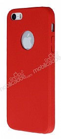 Eiroo Blade iPhone SE / 5 / 5S Ultra nce Deri Krmz Klf
