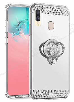 Eiroo Bling Mirror Huawei P Smart 2019 Silikon Kenarl Aynal Silver Rubber Klf