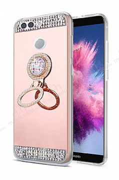 Eiroo Bling Mirror Huawei P Smart Silikon Kenarl Aynal Rose Gold Rubber Klf