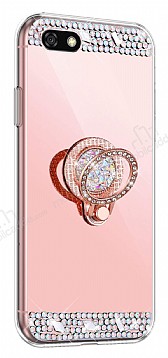 Eiroo Bling Mirror Huawei Y5 2018 Silikon Kenarl Aynal Rose Gold Rubber Klf