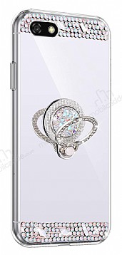 Eiroo Bling Mirror Huawei Y5 2018 Silikon Kenarl Aynal Silver Rubber Klf