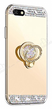 Eiroo Bling Mirror Huawei Y5 2018 Silikon Kenarl Aynal Gold Rubber Klf