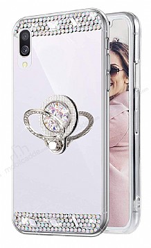 Eiroo Bling Mirror Huawei Y5 2019 Silikon Kenarl Aynal Silver Rubber Klf