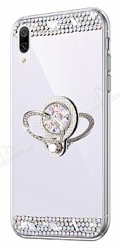 Eiroo Bling Mirror Huawei Y7 2019 Silikon Kenarl Aynal Silver Rubber Klf