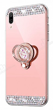 Eiroo Bling Mirror Huawei Y7 2019 Silikon Kenarl Aynal Rose Gold Rubber Klf
