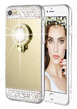 Eiroo Bling Mirror iPhone 6 / 6S Silikon Kenarl Aynal Gold Rubber Klf