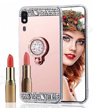 Eiroo Bling Mirror Samsung Galaxy A2 Core Silikon Kenarl Aynal Rose Gold Rubber Klf