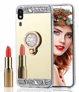 Eiroo Bling Mirror Samsung Galaxy A2 Core Silikon Kenarl Aynal Gold Rubber Klf