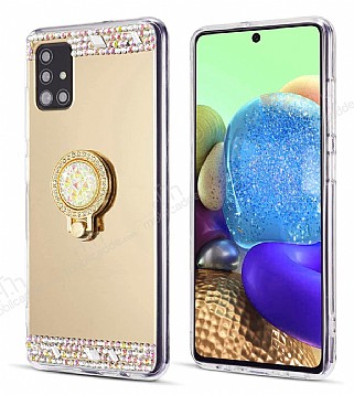 Eiroo Bling Mirror Samsung Galaxy A51 Silikon Kenarl Aynal Gold Rubber Klf
