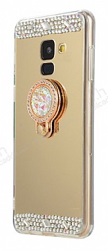 Eiroo Bling Mirror Samsung Galaxy A6 Plus Silikon Kenarl Aynal Gold Rubber Klf