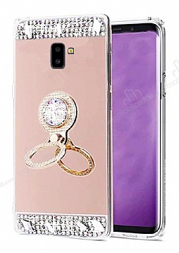 Eiroo Bling Mirror Samsung Galaxy A6 Silikon Kenarl Aynal Rose Gold Rubber Klf