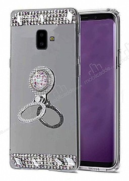 Eiroo Bling Mirror Samsung Galaxy A6 Silikon Kenarl Aynal Siyah Rubber Klf