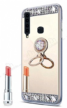 Eiroo Bling Mirror Samsung Galaxy A9 2018 Silikon Kenarl Aynal Gold Rubber Klf