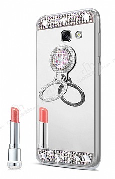 Eiroo Bling Mirror Samsung Galaxy J4 Plus Silikon Kenarl Aynal Silver Rubber Klf
