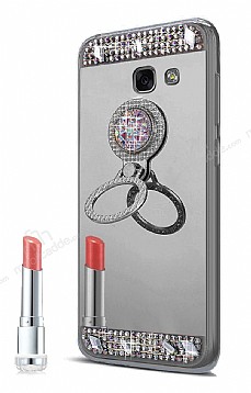 Eiroo Bling Mirror Samsung Galaxy J4 Plus Silikon Kenarl Aynal Siyah Rubber Klf