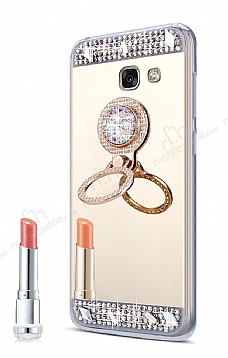 Eiroo Bling Mirror Samsung Galaxy J4 Plus Silikon Kenarl Aynal Gold Rubber Klf