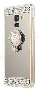 Eiroo Bling Mirror Samsung Galaxy J6 Silikon Kenarl Aynal Silver Rubber Klf