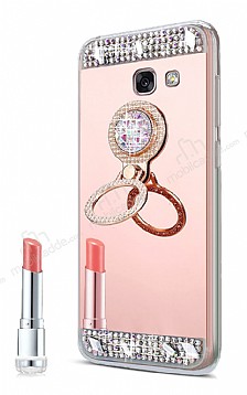 Eiroo Bling Mirror Samsung Galaxy J7 Prime / Prime 2 Silikon Kenarl Aynal Rose Gold Rubber Klf