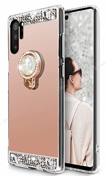 Eiroo Bling Mirror Samsung Galaxy Note 10 Plus Silikon Kenarl Aynal Rose Gold Rubber Klf