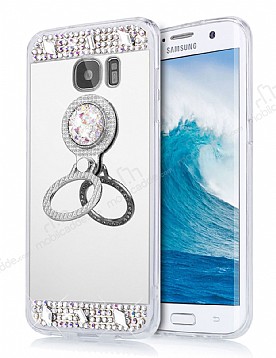 Eiroo Bling Mirror Samsung Galaxy Note 5 Silikon Kenarl Aynal Silver Rubber Klf